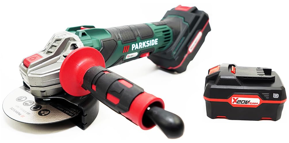 Parkside 20V Smerigliatrice angolare a batteria PWSA 20-Li D4 in bundle/set con valigia da trasporto Smerigliatrice (incl. 2x4Ah batteria+caricatore)
