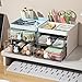 Marbrasse Small Desk Organizer with Drawer, Multi-Functional Pen Pencil Holder Storage Box, Desk Organizers and Accessories with 3 Compartments + 2 Drawer for Office Art Supplies(White)