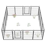 FXW Garden Fence Outdoor for The Yard – 40in(H) x 36.4ft(L) Heavy Duty Metal Animal Barrier for Dog and Rabbit, Decorative Dog Fence, 16 Panels, Black