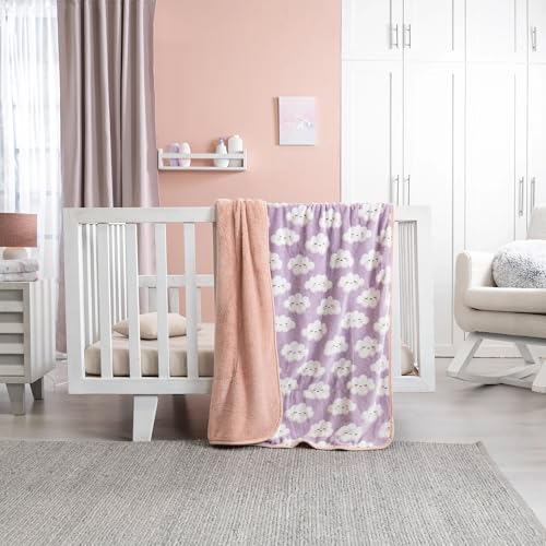 Image of Vianney Nubes Cloud Baby Girl Blanket - Ultra-Soft Pink Siberia Plush - Cozy Lightweight Crib Bedding for Year-Round Comfort - Washable Nursery Essential