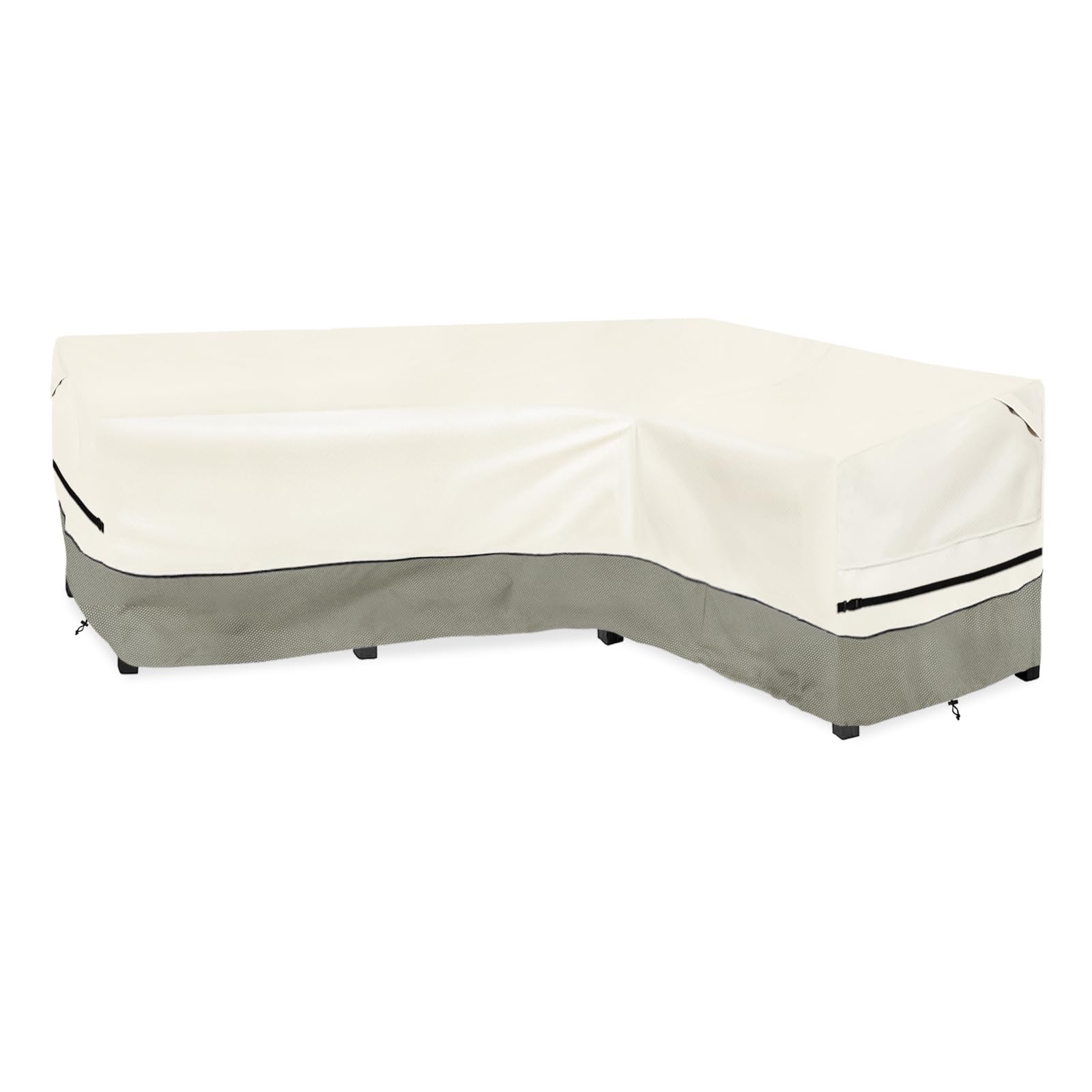 Okcool Outdoor Sectional Cover,L-Shaped Patio Furniture Covers for 4-Seater Outdoor Sectional Furniture Couch 85”W (Back Length) x 58”W (Right Side),White&amp;Grayish Green