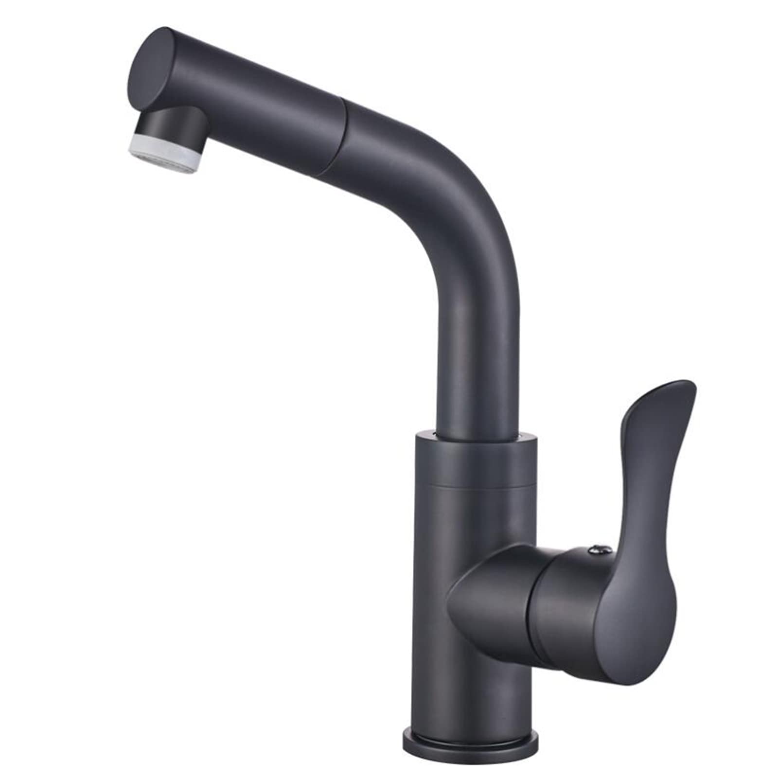 VDOQTLJT Basin Mixer Faucet with Pull Out Spray Brass Sink Retractable Hot and Cold Water Swivel Bathroom Faucets-Black(Nero)