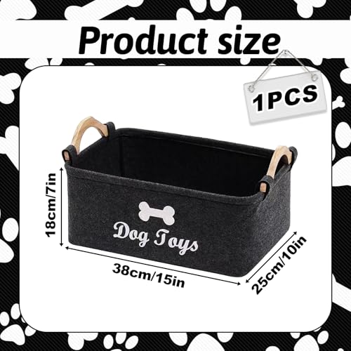 TownTop Aufbewahrungskorb für Hundespielzeug, Filz Aufbewahrungsbox mit Knochenmuster, Spielzeug Korb für Dog Toys, 38x25x18cm, Tiefgrau, Ideal für die Aufbewahrung von H