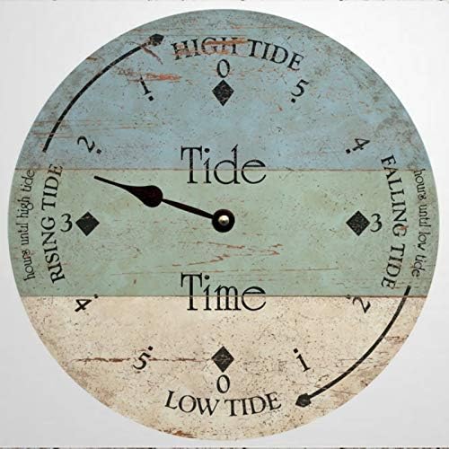 Byron Hoyle Wood Wall Clock Tide Clock- Personalized Beach Tide Clock 15" Round Hanging Clock Rustic Tuscan Style Clock Silent Non Ticking Wall Decor for Home,Office,School