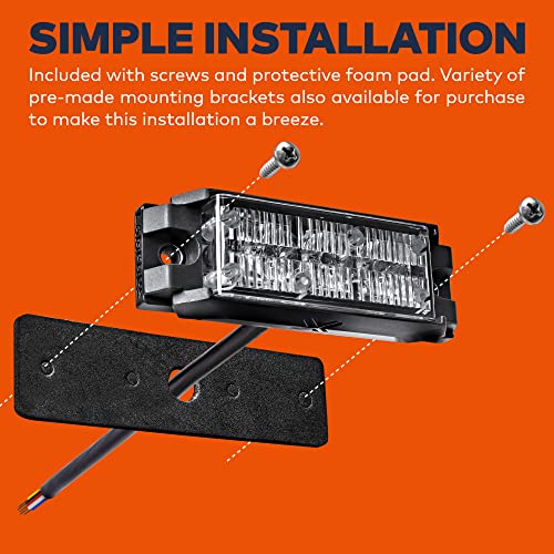 Image of LAMPHUS 4pc NanoFlare 3.5 inch 3W Amber LED Surface Mount Police Grill Strobe Warning Lights [SAE Class 1] Orange 12V Rectangle Grille Flashing Emergency Light for Pilot Work Truck Vehicles Cars