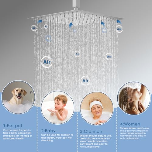 Sistema de Ducha Dual con Ducha de Lluvia de Techo de 12 pulgadas y Ducha de Pared de 6 pulgadas, Kit de Válvula Equilibradora de Presión de 3 Vías, Acabado en Níquel Cepillado miniatura 5