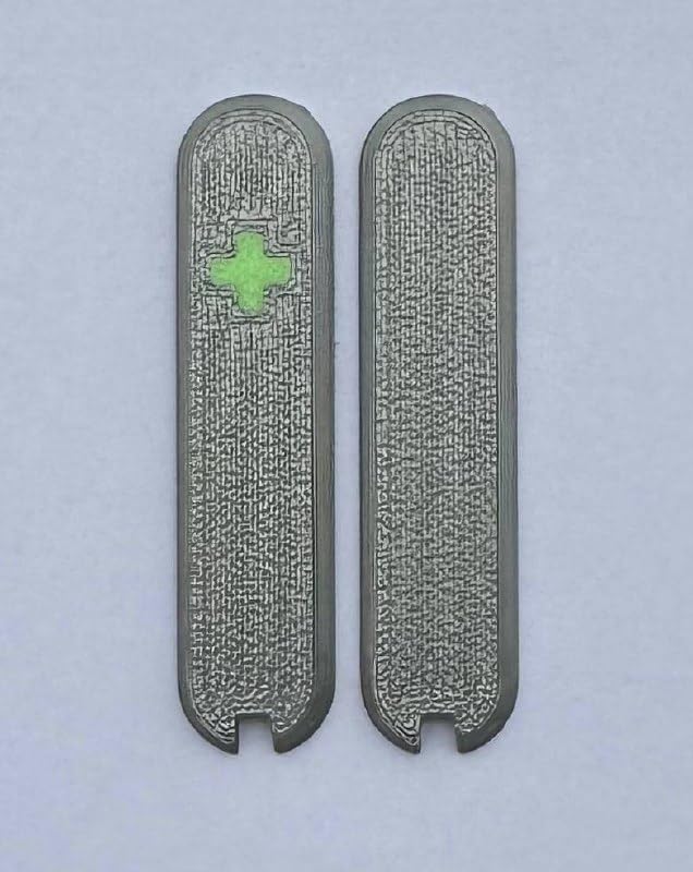 Replacement Covers For Victorinox Scales 58mm Plastic Handles With Tweezers And Toothpick Slots And Glowing Cross (Silver)