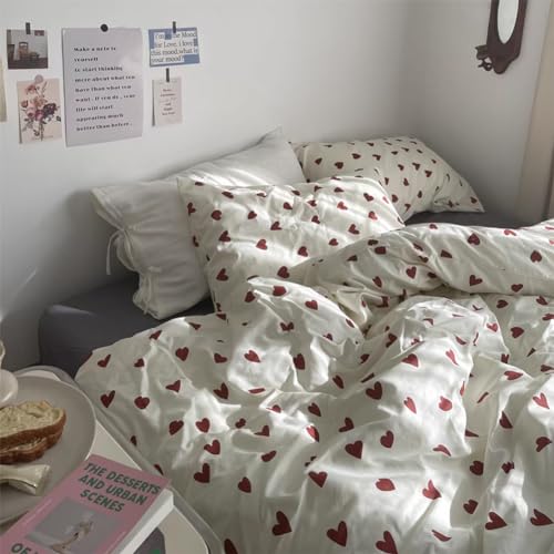 Housse de couette 135x200 en coton rouge fermeture éclair pratique - 5
