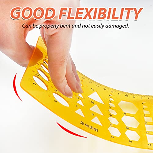 XPOOP 2-Piece Circle Stencil Set - Clear Plastic Circle & Oval Templates - Transparent Orange - Image 3