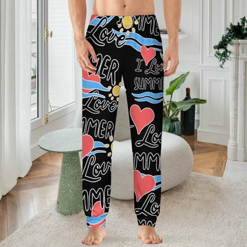 I Love Summer Men's Pajama Bottoms Sleep Lounge Soft Comfy Pants Sleepwear2