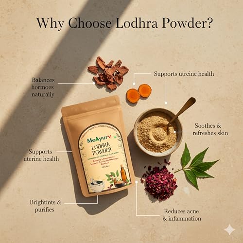Image of Organic Lodhra Powder 100g - Pure Symplocos Bark | Ayurvedic Herbal Supplement for Skin Health & Hormonal Balance | Natural, Vegan, Chemical Free