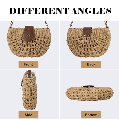 Image of LEVOTIER Woven Straw Crossbody Bags for Women - Handmade Casual Beach Purse