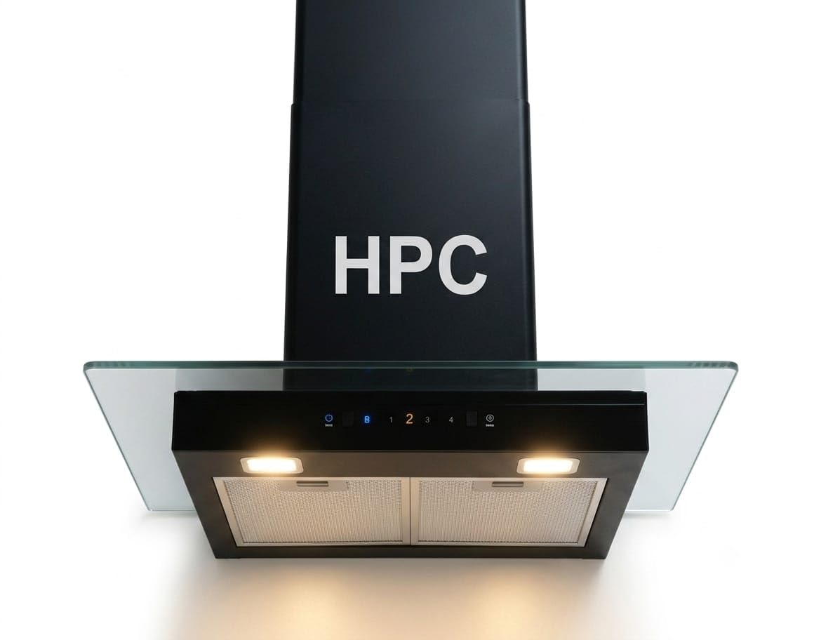 HPC 60cm Auto Clean Chimney Motion Sensor Wall Mounted Black 1400 CMH Glass-image-38