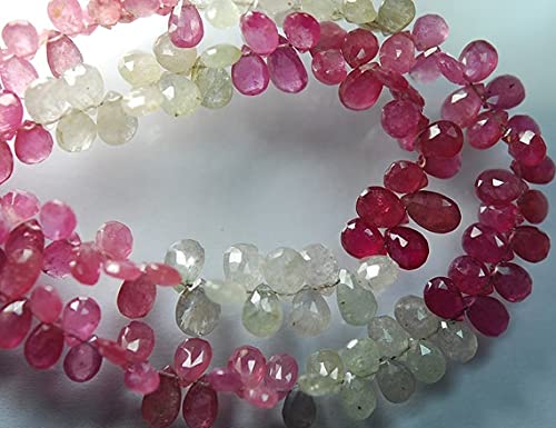 Saphir naturel multicolore en briolettes facettées poire 6-8mm pour haute joaillerie