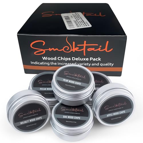 Cocktail Smoker Wood Chips Deluxe Pack - 8 Pack Wood Chips - Refill Pack for Cocktail Smoker Kit - Bar Accessories Bartender Kit - Works with All Cocktail Smokers and Old Fashioned Kits