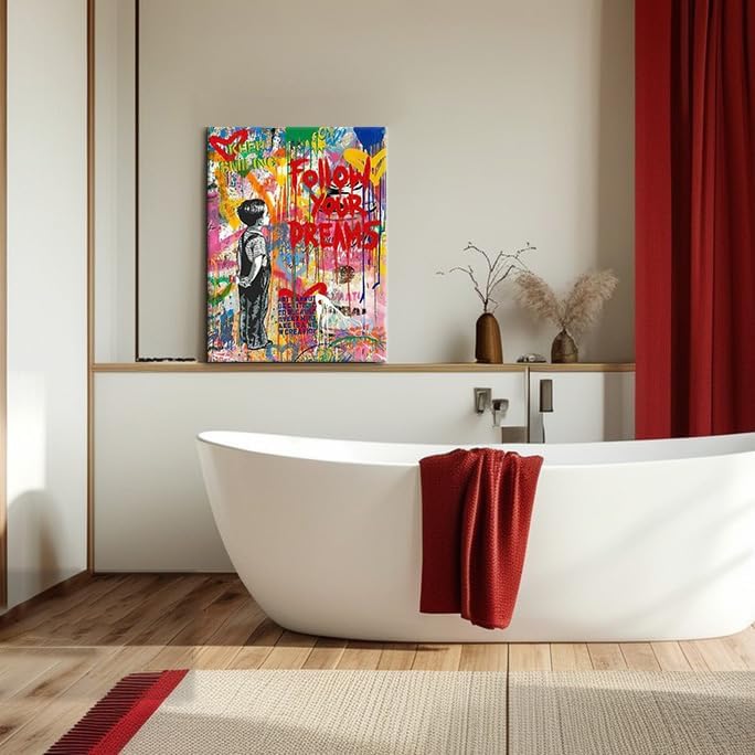 Miniatura 6 de Banksy - Arte de pared con graffiti callejero, citas inspiradoras para sala de estar, dormitorio, baño, oficina, 12 x 16 pulgadas