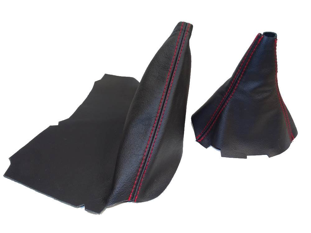 The Tuning-Shop Ltd for Toyota Gt-86 Subaru BRZ 2012-2016 Automatic Shift & E Brake Boot Black Leather with Red Stitching