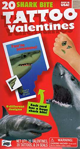 Shark Bite Tattoo Kids Valentine Cards - Pkg. of 20 (38928)