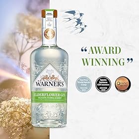 Warner’s Elderflower Flavoured Gin 70cl, Premium Fruit Gin, Great for Gin Gifts, Natural Gin Made With Real Elderflower, Ideal For Gin Based Cocktails Including Gin & Tonic, Tom Collins, or a Martini