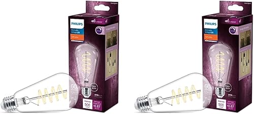 Miniatura 1 de Philips Espiral transparente vintage LED ST19 sin parpadeo, regulable, tecnología EyeComfort, 500 lúmenes, blanco suave (2700 K), 5.5 W 60 W,