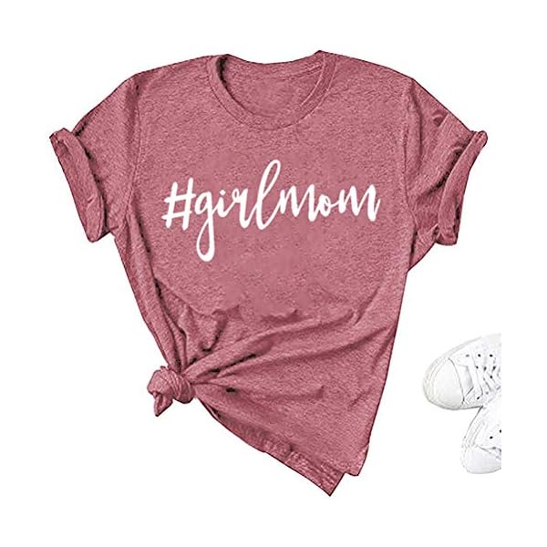 Mothers-Days-Girl-Mom-Shirt-Women-Funny-Cute-Mama-Cotton-Short-Sleeve-Letter-Print-Graphic-Tee-Tops Mother's Days Girl Mom Shirt Women Funny Cute Mama Cotton Short Sleeve Letter Print Graphic Tee Tops (Pink-1, XL)