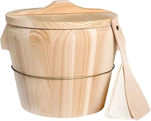 Jojofuny Handmade Wood Cooking Steamer Rice Bucket - Wooden Barrel