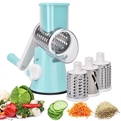 Vovoly Vegetable Mandoline Cheese Slicer Cutter Chopper Shredder Grater With 3 Stainless Steel Blades