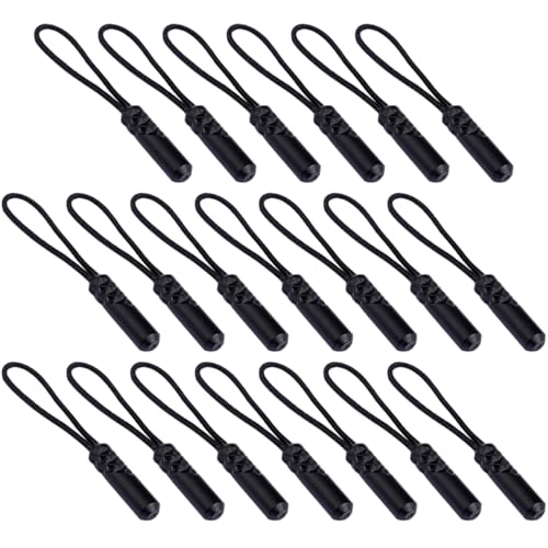 HOMSFOU Zipper Pull Loop 20pcs Zipper Puller for Luggage Luggage Bag Tail Rope for Clothing Repair (Black)
