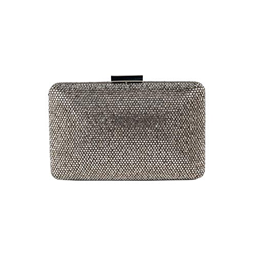 Sac clutch pochette femme Yuri gris anthracite orné de strass brillants