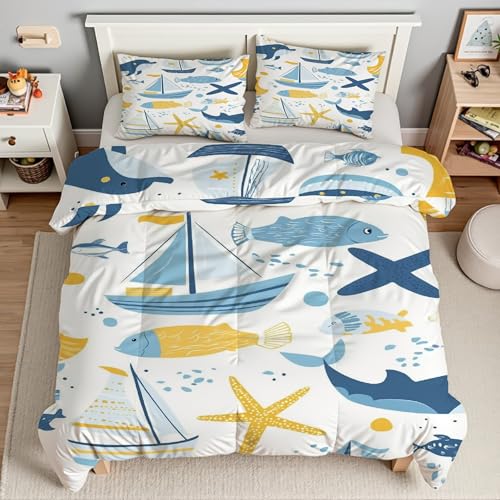 Housse couette en microfibre 90x190抗皱易打理海星床品三件套 - 3