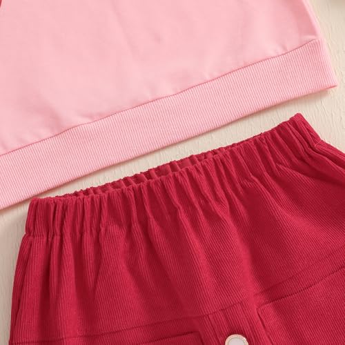 Image of Toddler Girl Valentines Day Outfits Letter Heart Print T-Shirt A-Line Mini Skirts Dress Girls Valentine's Day Dresses
