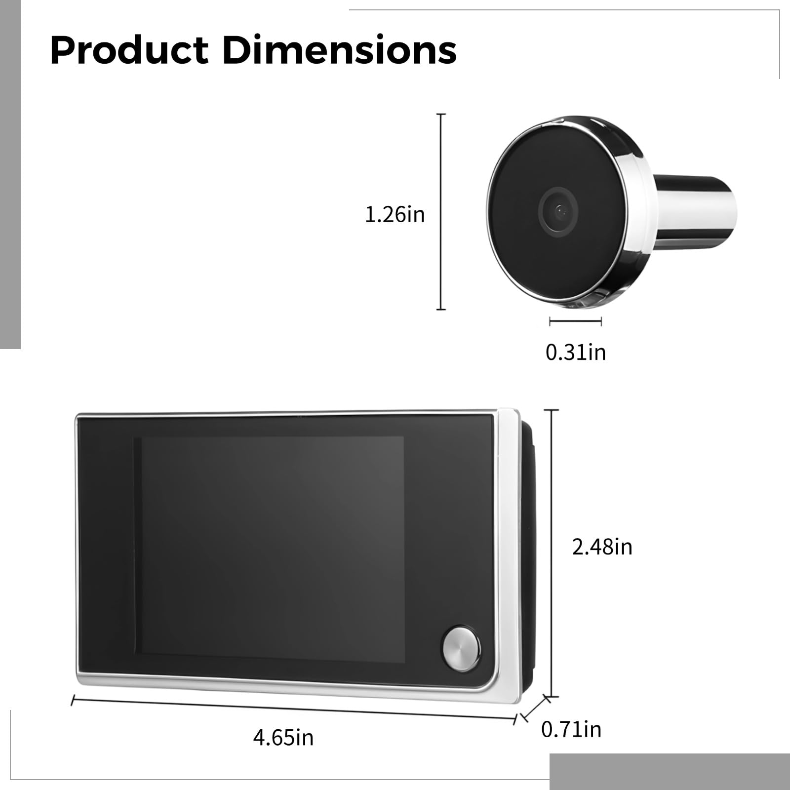 Campanello digitale con display LCD da 3,5 pollici, fotocamera spioncino per porta appartamento, telecamera IR grandangolare, funzionamento a batteria, visibilità in condizioni di scarsa