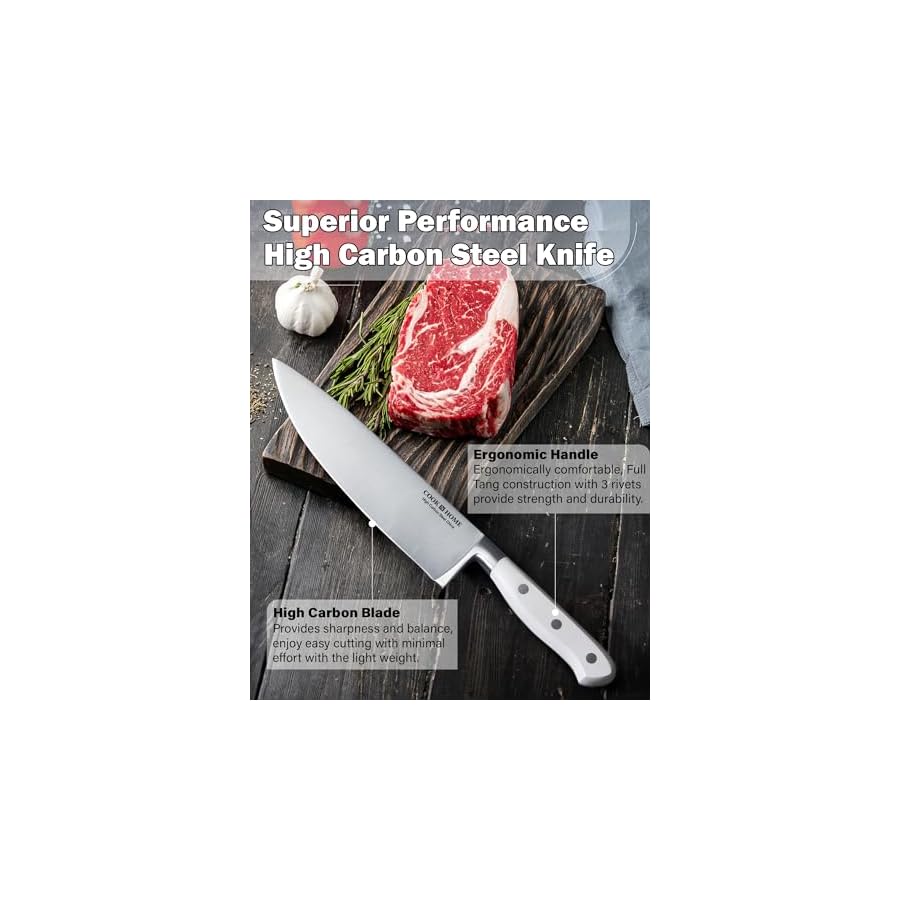 Cook-N-Home-Kitchen-Knife-Set-with-Bamboo-Storage-Block-15-Piece-High-Carbon-Stainless-Steel-Blade-White Cook N Home Kitchen Knife Set with Bamboo Storage Block 15-Piece, High Carbon Stainless Steel Blade, White