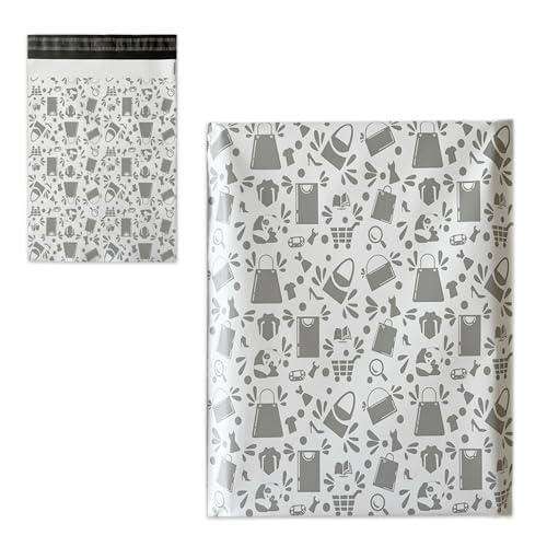 封筒 宅配袋 ビニール 宅配ビニール袋 柄 プリント A4 サイズ フリマ メルカリ 用 (ショッピング柄(100枚入))