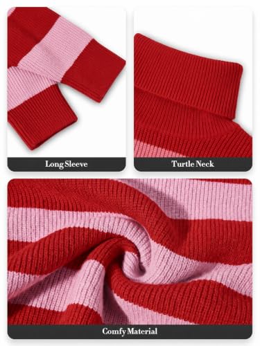 Image of Womens Turtleneck Oversized Sweater Batwing Chunky Pullover Sweater Casual Fall Loose Knit Jumper Top