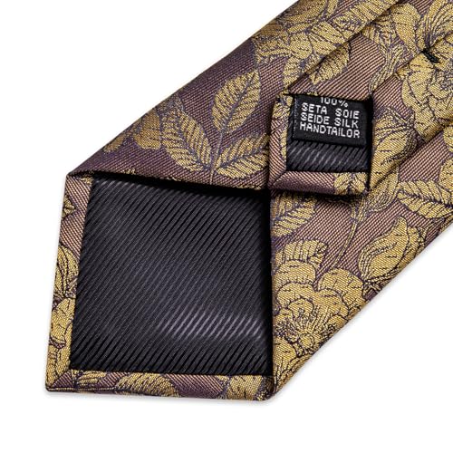 Image of DiBanGu Mens Paisley Tie Sets Silk Jacquard Woven Floral Necktie and Pocket Square Cufflinks Wedding Business Party