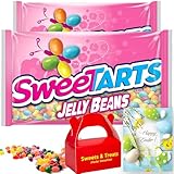 Sweet Tarts Jelly Bean Candy | Colorful Assorted Flavors Blue Raspberry Red Cherry Purple Grape Yellow Lemon Green Apple | Easter Egg Hunt Basket Stuffer Filler Bunny Gift Party Favor Deco Spring Treats - Muchai Box (2 Pack Bags, Assorted)