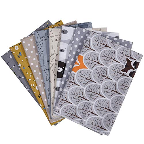 8 piezas cuadrados de tela de algodón floral para manualidades, suministros para hacer, acolchado, costura, retazos, paquetes de cuartos de grasa, tela para acolchar de algodón para hacer manualidades