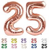 25 Balloon Numbers, 25th Birthday Decorations for Women Men, Number 52 Balloons 40 In Rose Gold Birthday Party Decorations for Wedding, Celebration Party, Graduations