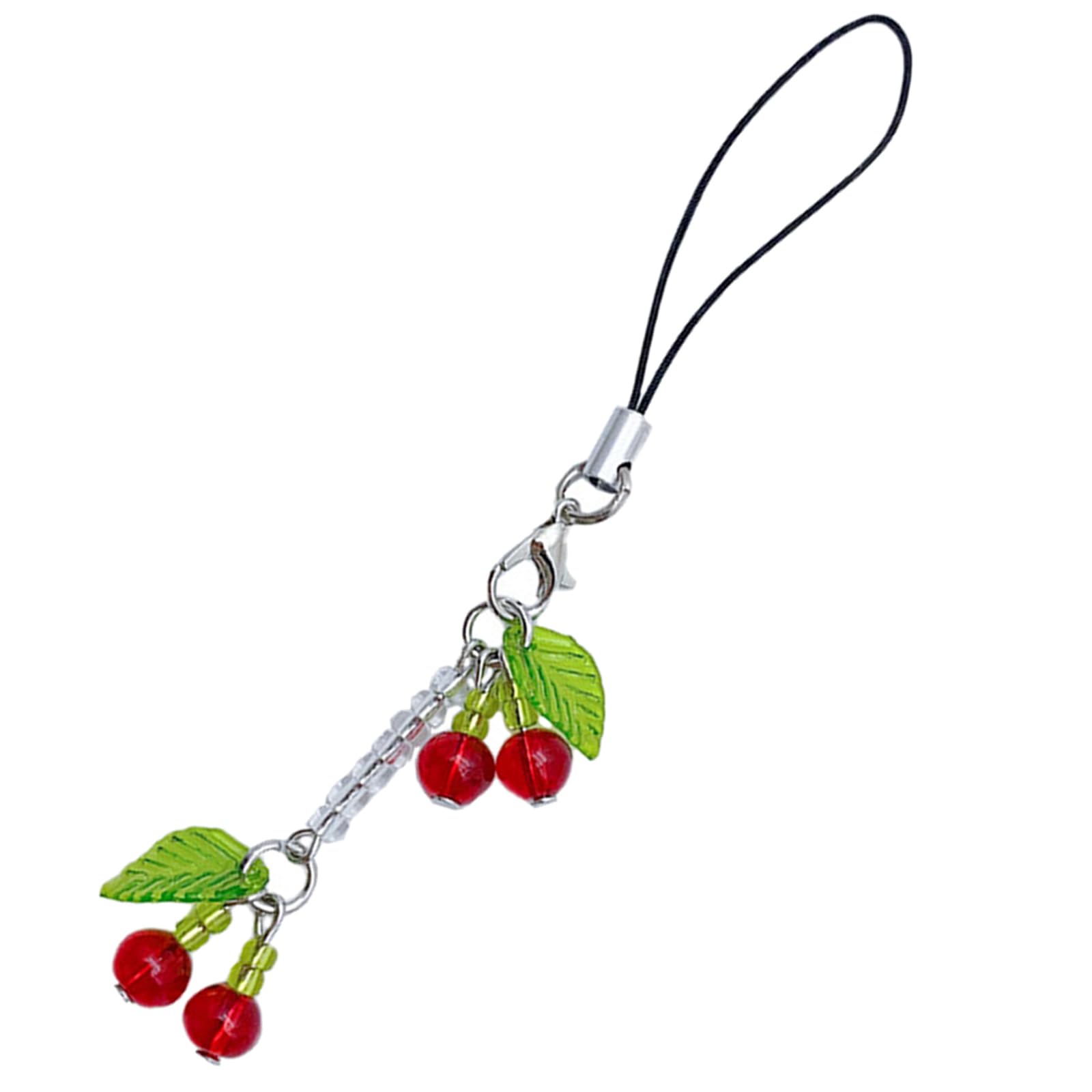 Woedpez Multi-Color Y2k Type Beaded Cherry Pendant Phone Straps Lanyard, Fashion Pocket Keychain Strap Backpack Charm, Car Keys Decoration Beaded Cherry Phone Straps
