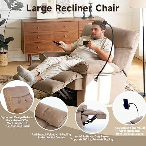 Sillón Reclinable Manual Marrón Tela Antirralladura miniatura 7
