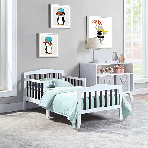 Olive and Opie Twain Toddler Bed in White and Black