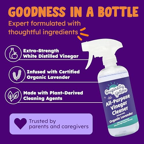 Image of Originally Yellow Lavender distilled white vinegar for cleaning purpose Spray | Cleaning Vinegar For home | Living Room, Bathroom, & Kitchen | Plant-Derived All Purpose Cleaner Spray | 3 Pack