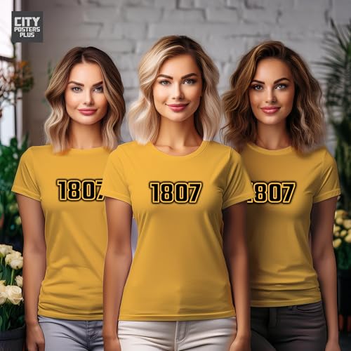 T-shirt 1807 femme jaune doré taille M en coton léger