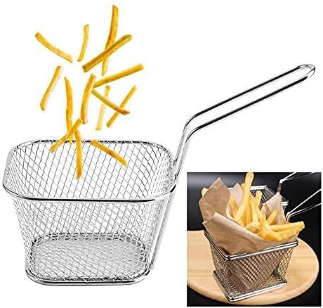 Miniatura 2 de Cesta para freidora de alambre de 8 piezas, mini chips de acero inoxidable, cestas para freír alimentos, colador de presentación de alimentos,