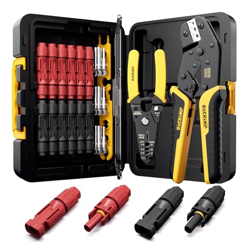 DxCRIMP Juego de Crimpadoras Solares, 12 Pares de Conectores PV para Cable de 2,5/4/6 mm², 2 Llaves Inglesas, Alicates Pelacables