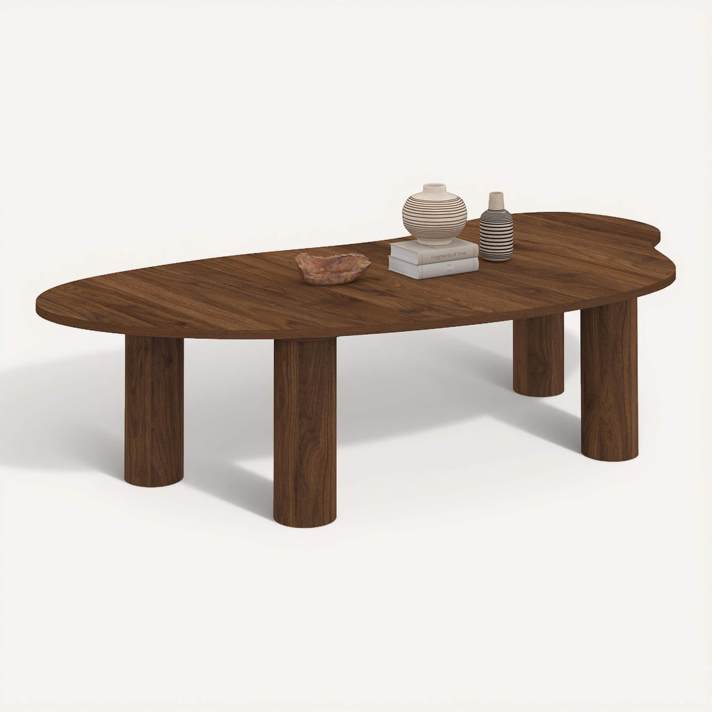 IDMarket – Mesa baja orgánica 140 cm madera efecto nogal