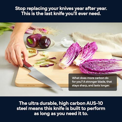 Image of Misen 8 Inch Chef Knife, AUS-10 Japanese Stainless Steel - Red