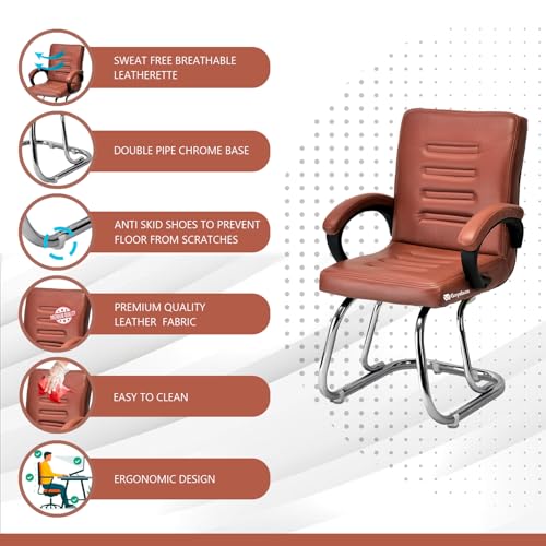 KITHANIA Executive Office Chair Home Study Chair with arm Rest and Cushioned seat Back, Chrome Frame, Leatherette Upholstery, Comfortable Chair (1,... - Image 6