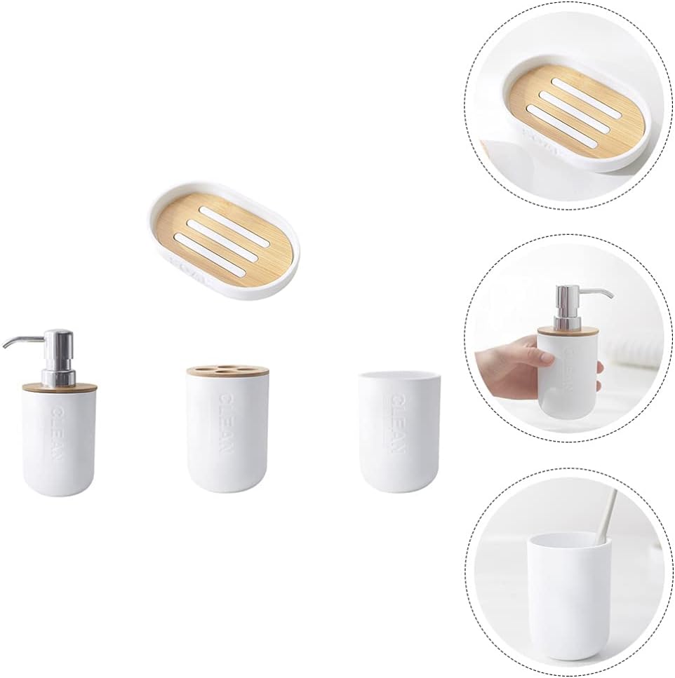 Cabilock 1set Bathroom Accessory Toothbrush Cup Soap Dish Liquid Soap Dispenser and Mouthwash Cup Stylish and Practical Storage for Home Use